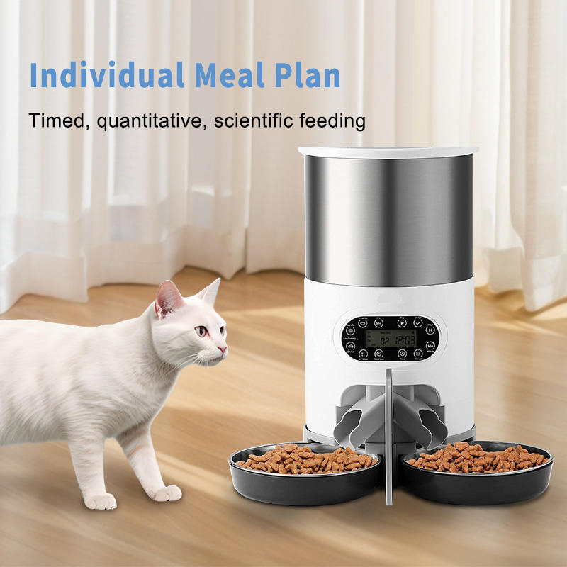 Tuya APP Remote Control Dry Food Timed &amp; Quantified Cat Smart Pet Feeding Automatic Pet Feeder for Dog Stainless Steel Bowl