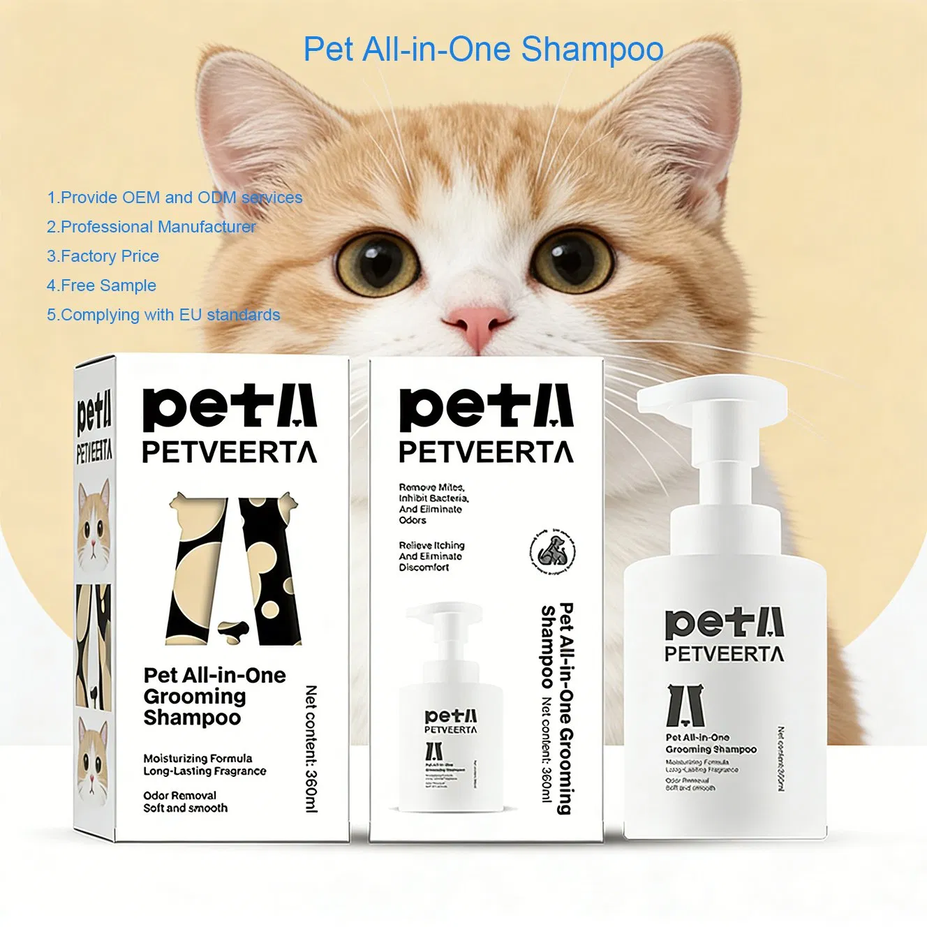 Manufacturer Advanced Pet All-in-One Shampoo for Pets with EU Standards