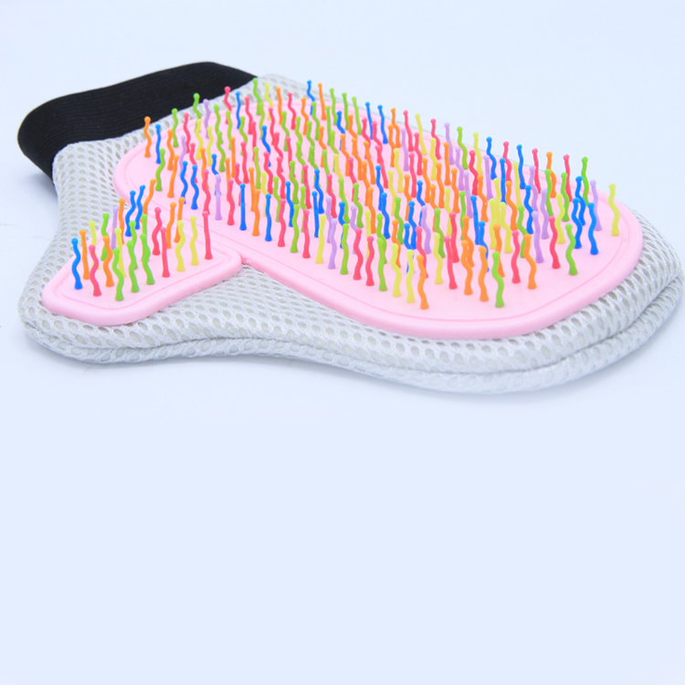 Animal Grooming Dog Hair Removed Cleaning Glove Silicone Rubber Pet Bath Brush with Plastic Teeth