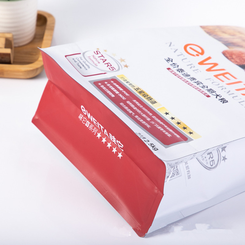 Recyclable Stand up Pet Food Bags Customized Printing Logo 100% Recyclable Flat Bottom Box Pouches 20 Lb Big Size packaging Storage for Pet Foods