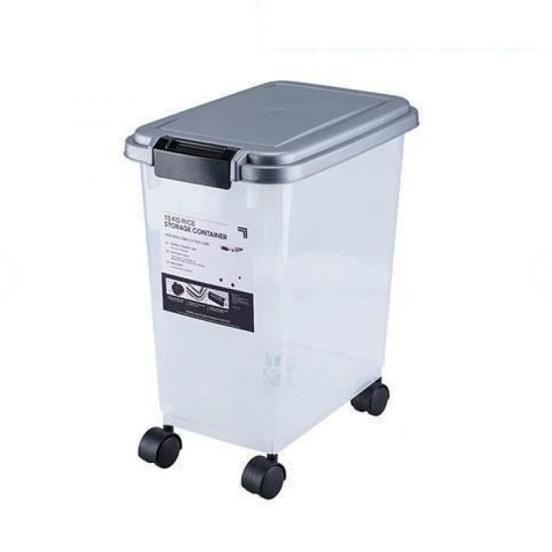 Eco-Friendly Wholesale Large Capacity Price BPA-Free Plastic Pet Cat Dog Food Container Airtight Rice Storage Box with Wheels