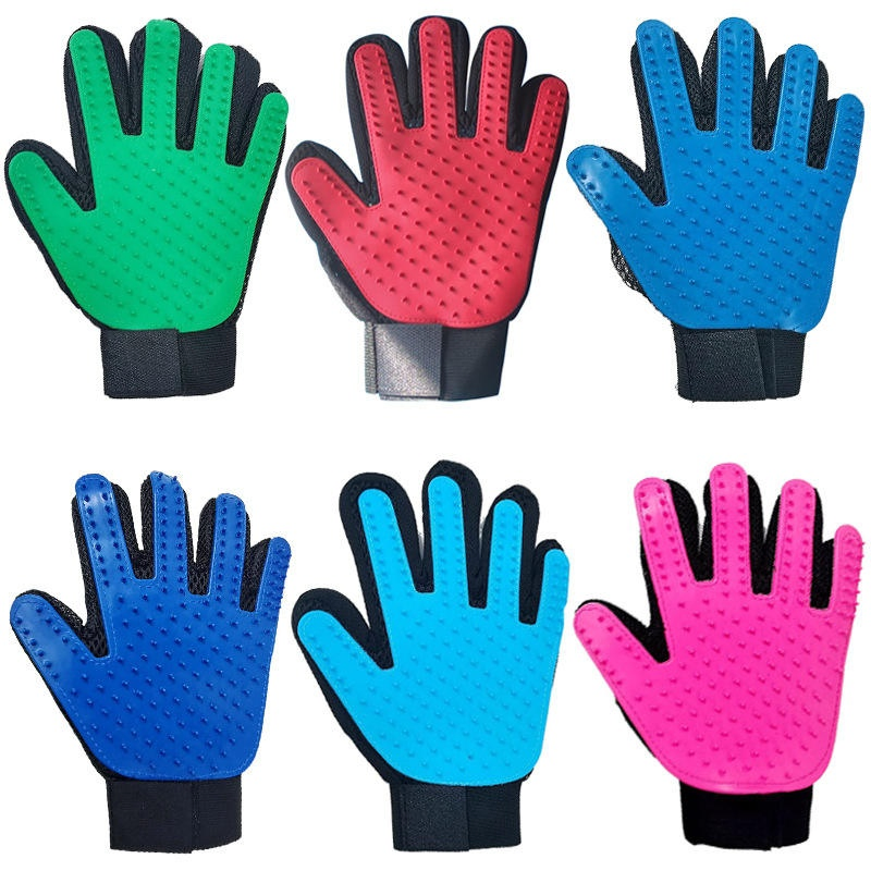 Blue Hair Remove Gloves for Dogs Cats Horses Pet Grooming Gloves