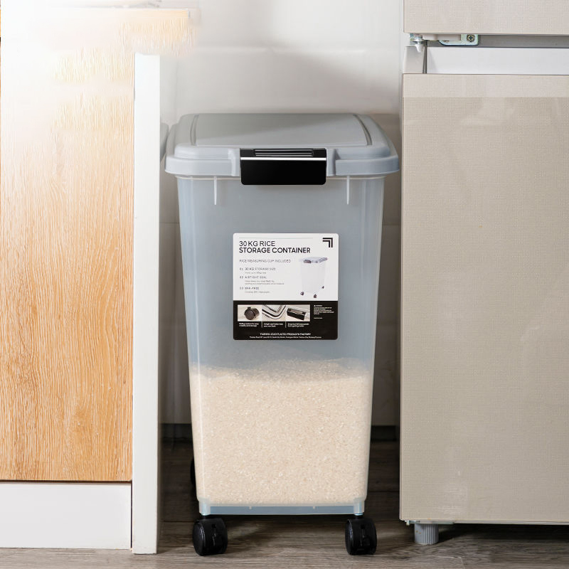 Eco-Friendly Wholesale Large Capacity Price BPA-Free Plastic Pet Cat Dog Food Container Airtight Rice Storage Box with Wheels