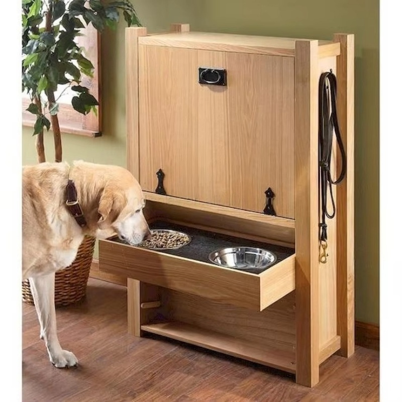 Wooden Pet Food Container Distributor Storage Cabinet Storage Containers Storing Food