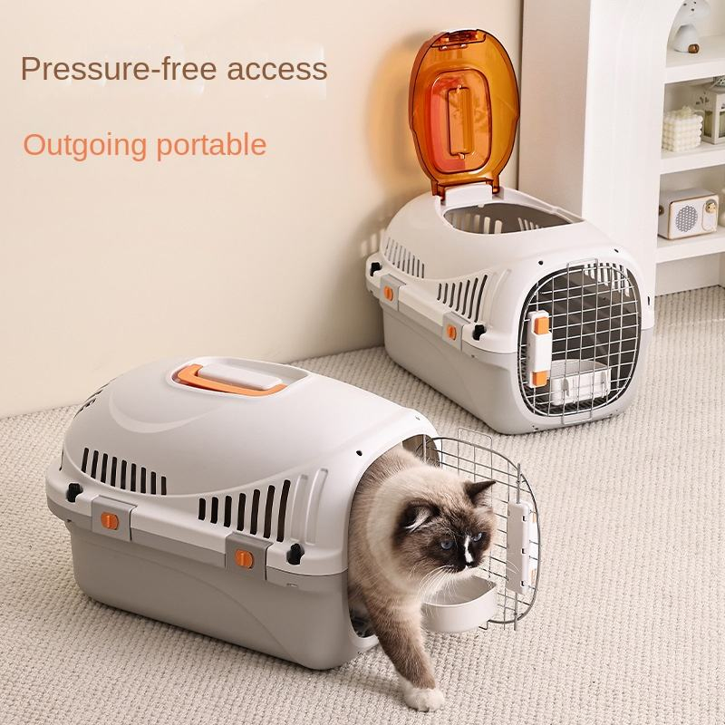 Plastic Cartoon Rectangular Portable Pet Carrier Case for Cats &amp; Dogs Air Travel &amp; Car Use