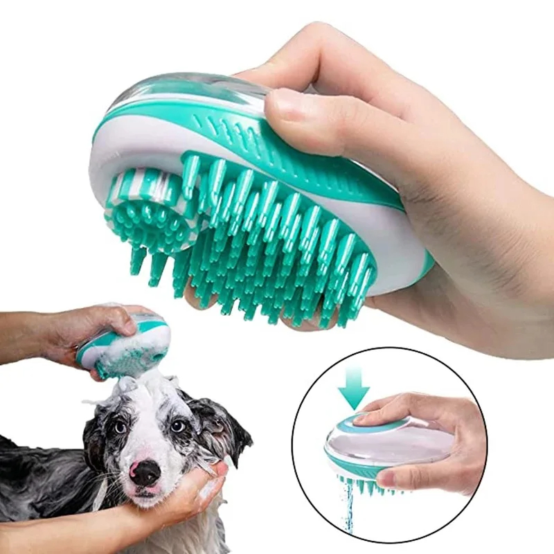 Soft Silicone Pet Bath Brush Dog Cat Massage Shower Hair Grooming Brush
