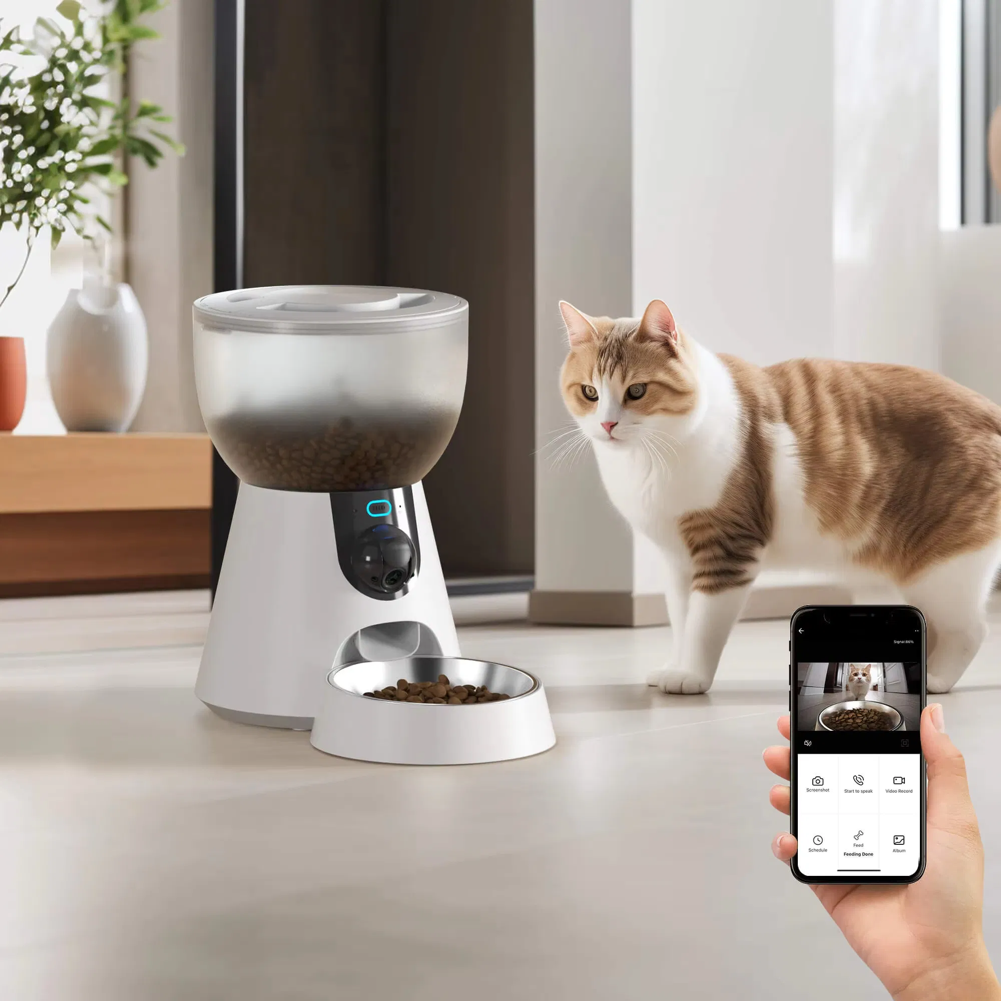 Automatic Cat and Dog Robot Food Dispenser Intelligent Visible Smart Pet Feeder