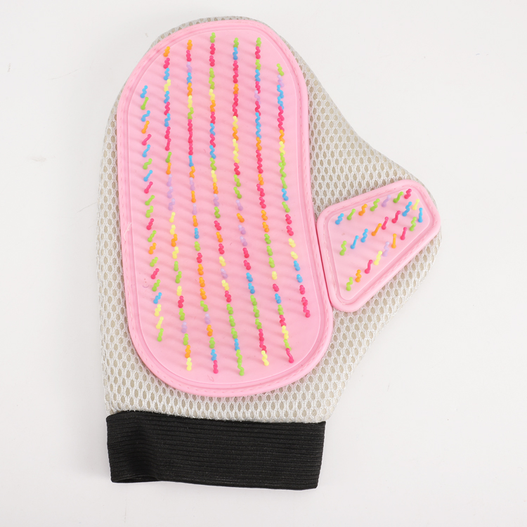 Animal Grooming Dog Hair Removed Cleaning Glove Silicone Rubber Pet Bath Brush with Plastic Teeth