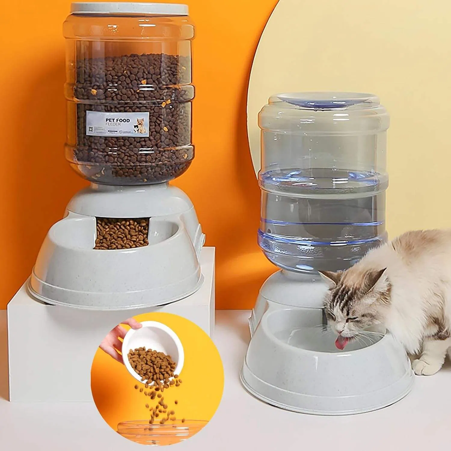 Automatic Pet Feeder and Water Dispenser Gravity Dog Water Food Bowl
