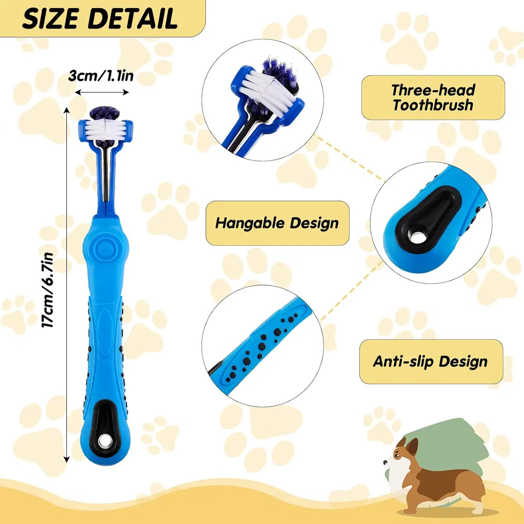 Three Sided Pet Toothbrush Detail 2