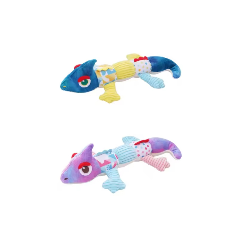 Hot-Selling Interactive Teething-Cleaning Color-Changing Chameleon Plush Squeaky Pet Chew Toy