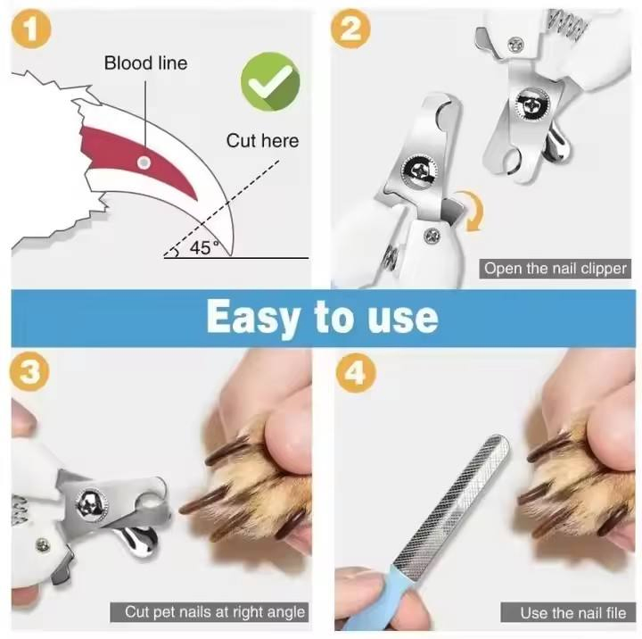 Pet Nail Clippers Wholesale Stainless Steel Pet Dog Cat Nail Clipper with Nail File Pet Grooming Products