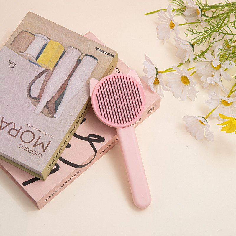 Dogs and Cats Pet Massage Dehairing Comb Cats and Dogs Supplies Self-Cleaning Needle Comb Grooming De-Fluffing Comb Brush Jerk Cat Artifacts