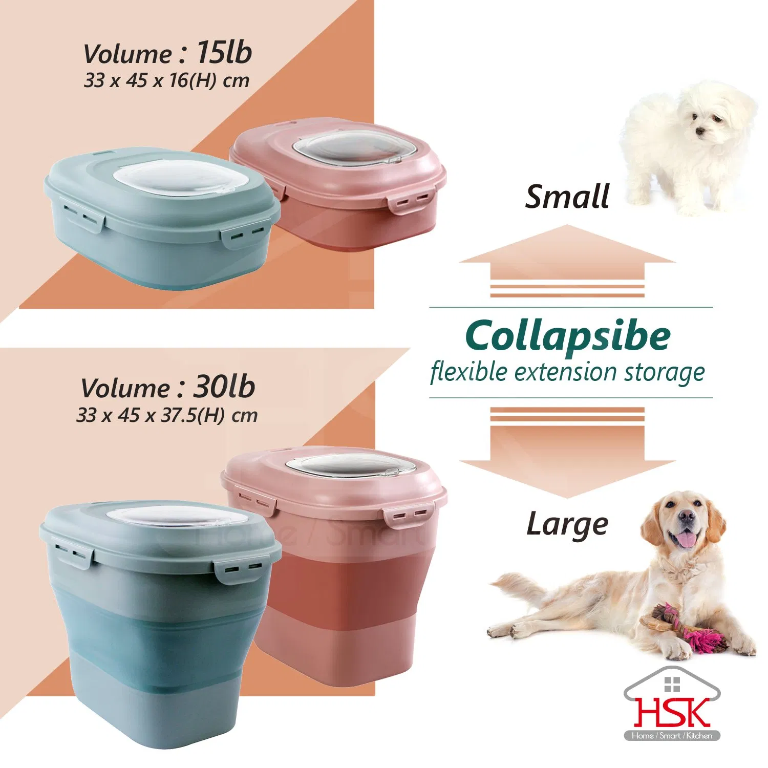 Plastic Folding Dog Food Container Pet Food Storage