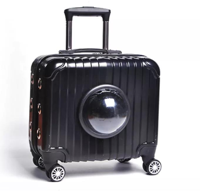 Pet Dog Trolley Cart Portable Outdoor Cat Dog Carrier Bag Travel Wheeling Suitcase for Pet Travel Transparent Case