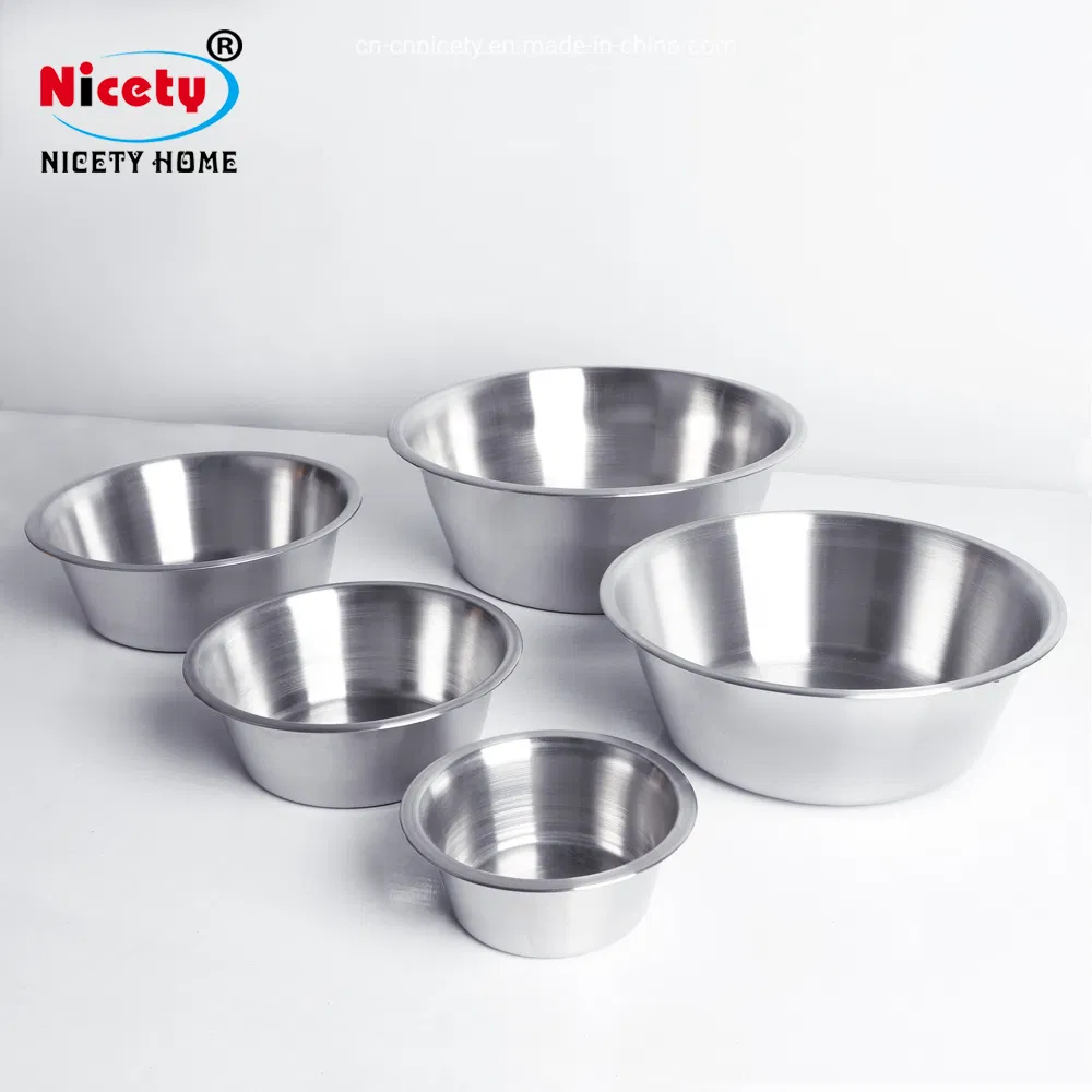 SUS 201 Dog Food Bowl Dish Pet Supplies Drinking Bowl Feeding Plate Stainless Steel Pet Bowl
