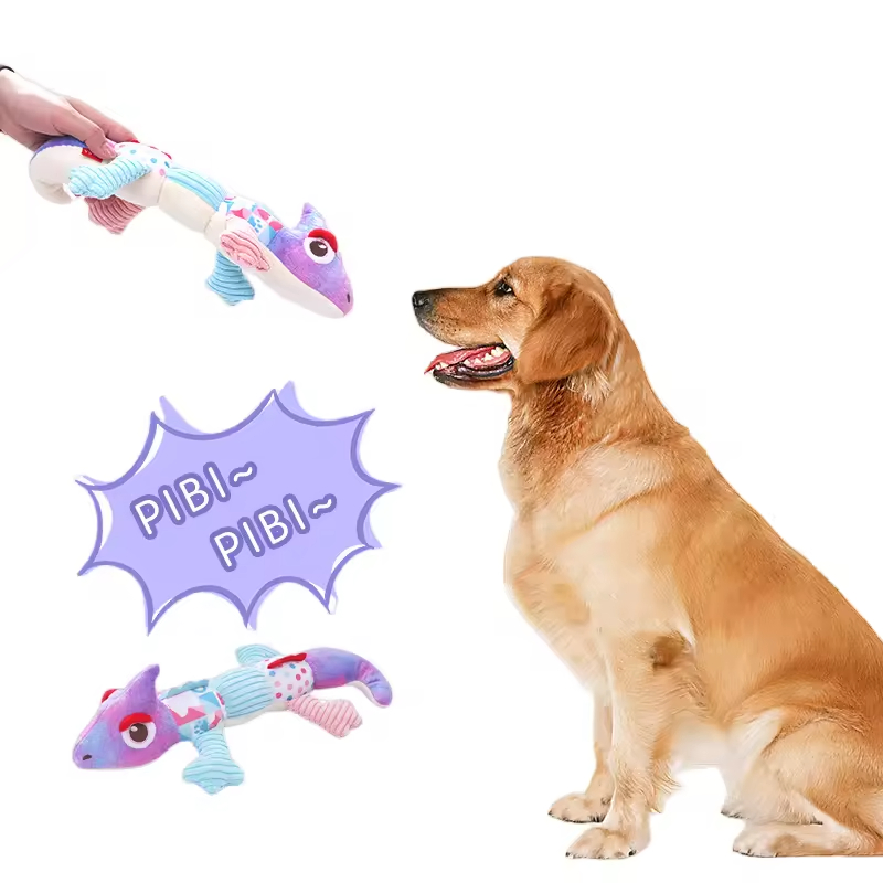 Hot-Selling Interactive Teething-Cleaning Color-Changing Chameleon Plush Squeaky Pet Chew Toy
