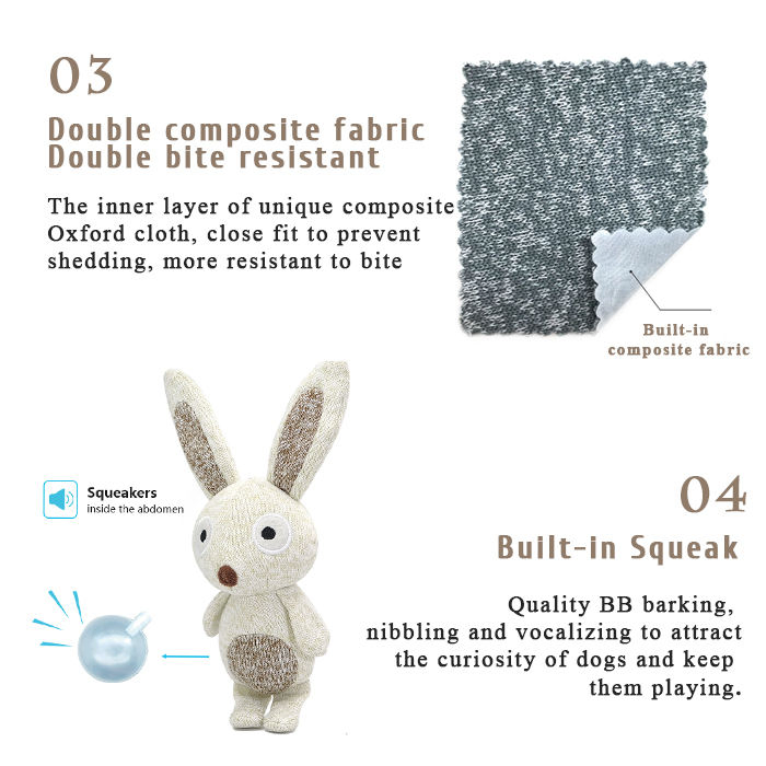 Pet Toys Manufacturers Rabbit Soft Stuffed Chew Squeaky Luxury Custom Bunny Plush Toy Small Knit Dog Toy