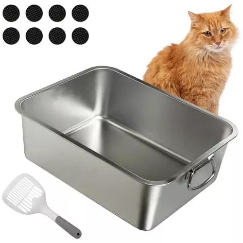 Pet Supply Self-Cleaning Cat Litter Box with Never Absorbs Odors, Stain Free, Rustproof
