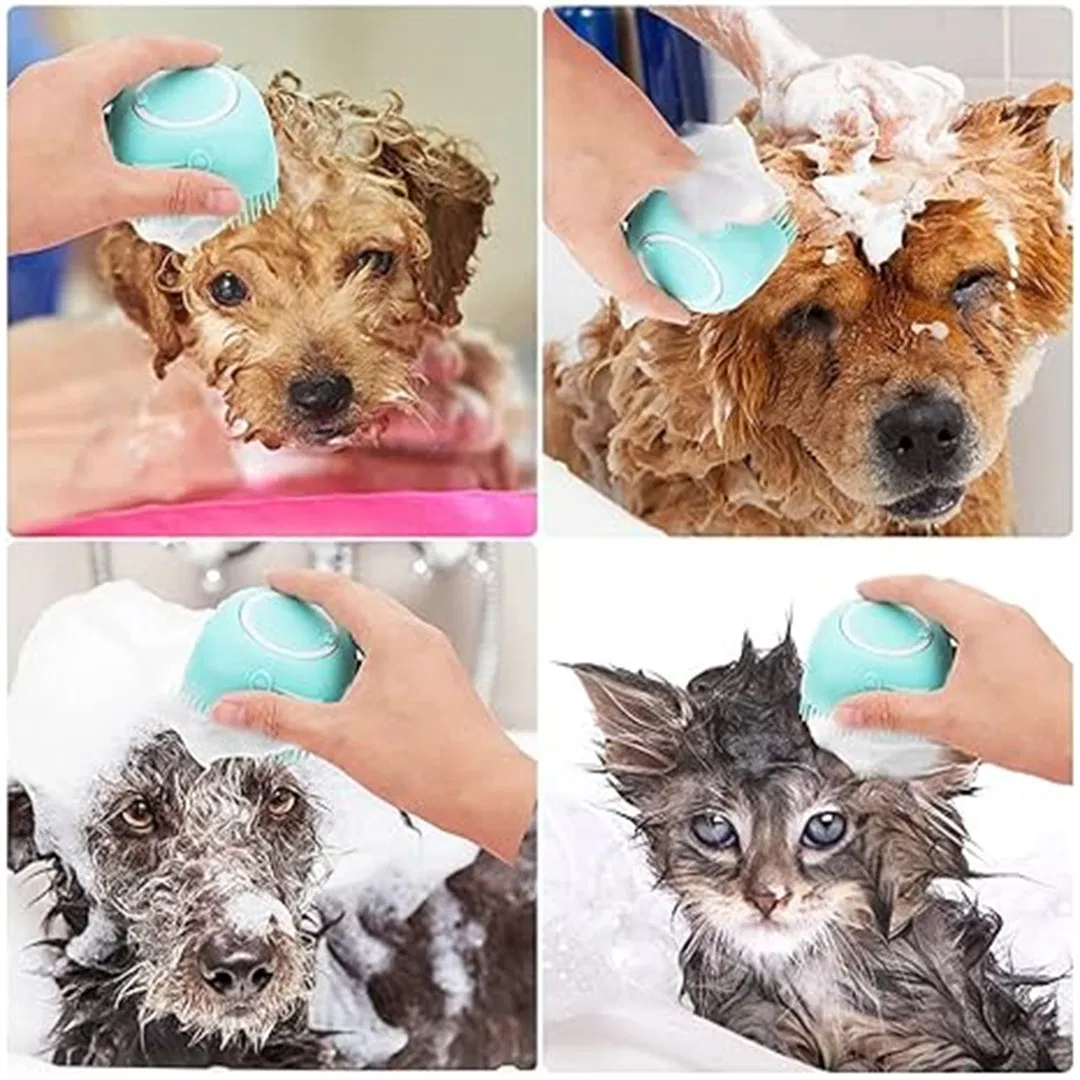 Pet Bath Massage Brush Puppy Dog Cat Grooming Clean Soft