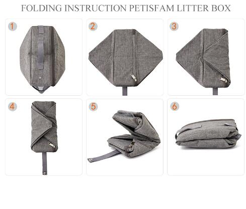 Foldable Oxford Cloth out Portable Litter Box Pet Bag with Cat Poop Box Moving Inside Cat Litter Box Cat Toilet