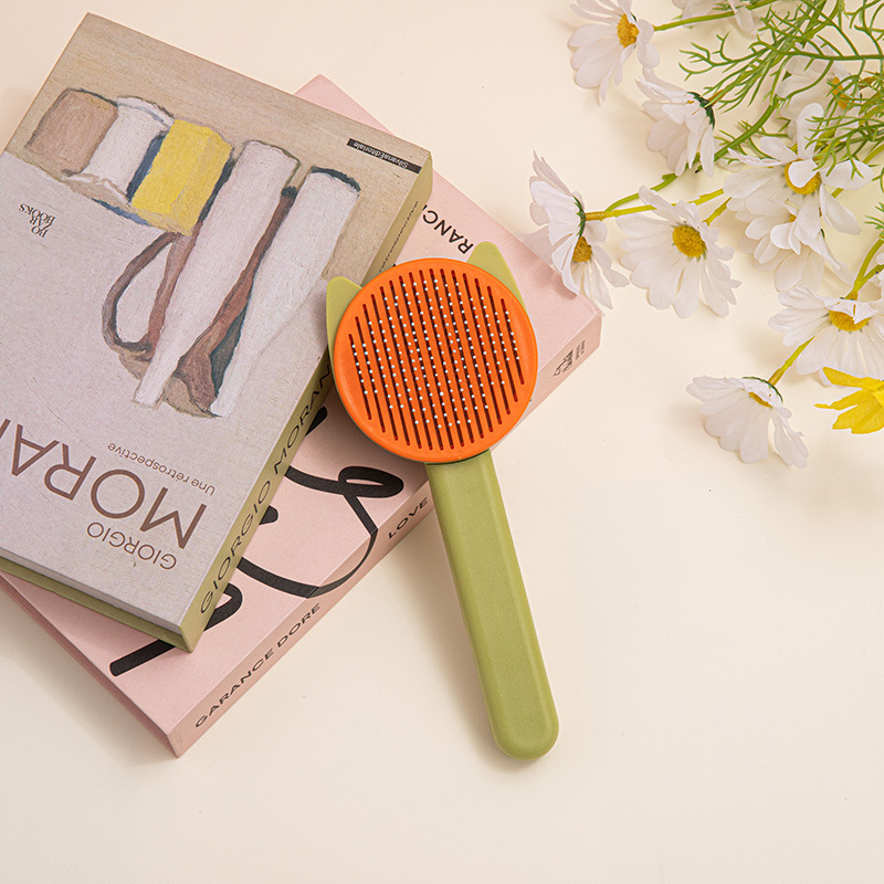 Dogs and Cats Pet Massage Dehairing Comb Cats and Dogs Supplies Self-Cleaning Needle Comb Grooming De-Fluffing Comb Brush Jerk Cat Artifacts
