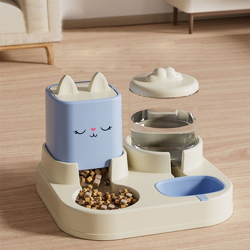 Automatic Dog Cat Feeder and Water Dispenser Gravity Food Feeder and Waterer Set Pet Food Bowl for Puppy Kitten Large Capacity