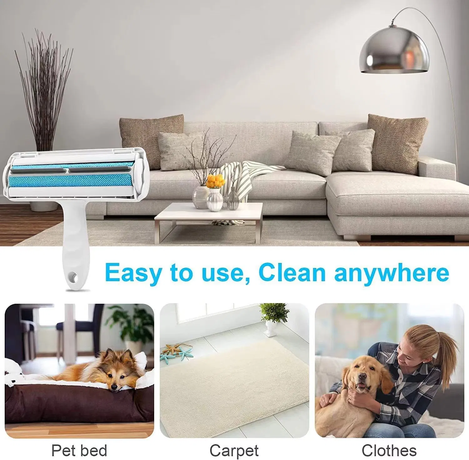 Fur Removal Tool Pet Hair Remover Roller Brush Reusable Pet Hair Remover for Dog and Cats