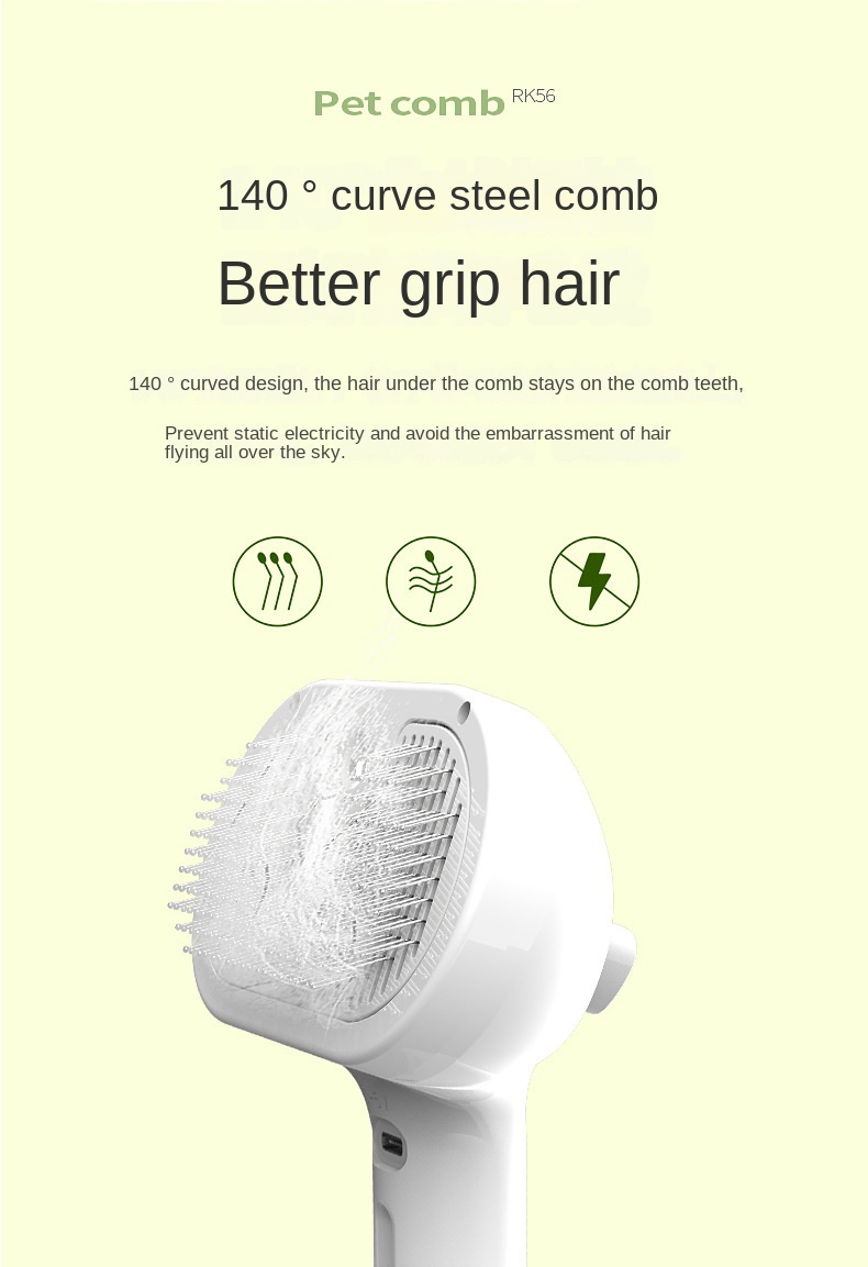 Grooming Spray Tool for Pets: USB Rechargeable Comb with ABS Design