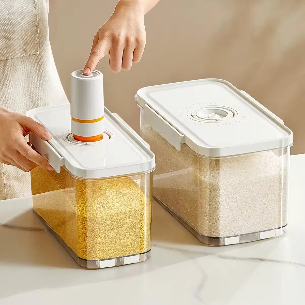 Fruit Vegetable Meat Pet Dog Cat Food Kimchi Storage Box 4.5L 3.5kg 6L 5kg Rice Vacuum Airtight Container with Time Compass