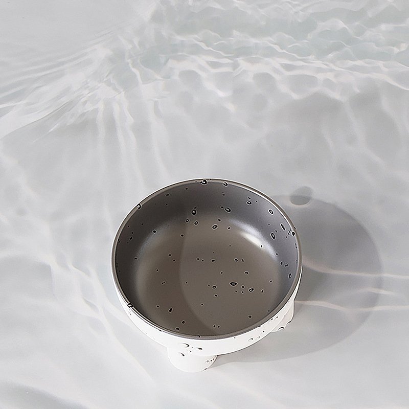 Stainless Steel Tilted Raised Cat Food Bowl Four-Leaf Clover Design Feeder Pet Food Water Bowl for Small Dogs Puppy