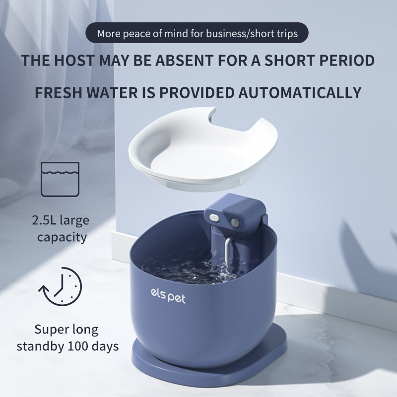 Elspet 85oz/2.5L Automatic Pet Fountain Dog Water Dispenser with Replacement Filters Intelligent Sensor Cat Water Fountain
