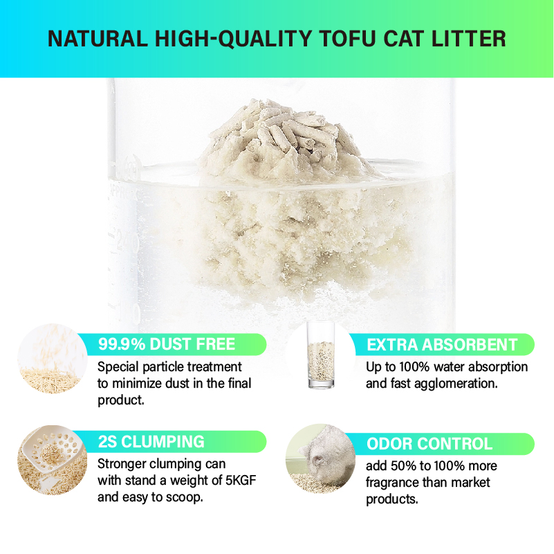 Factory Direct Sale Tofu Cat Litter 6L 7L Activated Carbon Flushable Natural Plant Odor Eliminator Free Samples