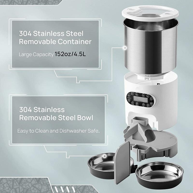 Tuya APP Remote Control Dry Food Timed &amp; Quantified Cat Smart Pet Feeding Automatic Pet Feeder for Dog Stainless Steel Bowl