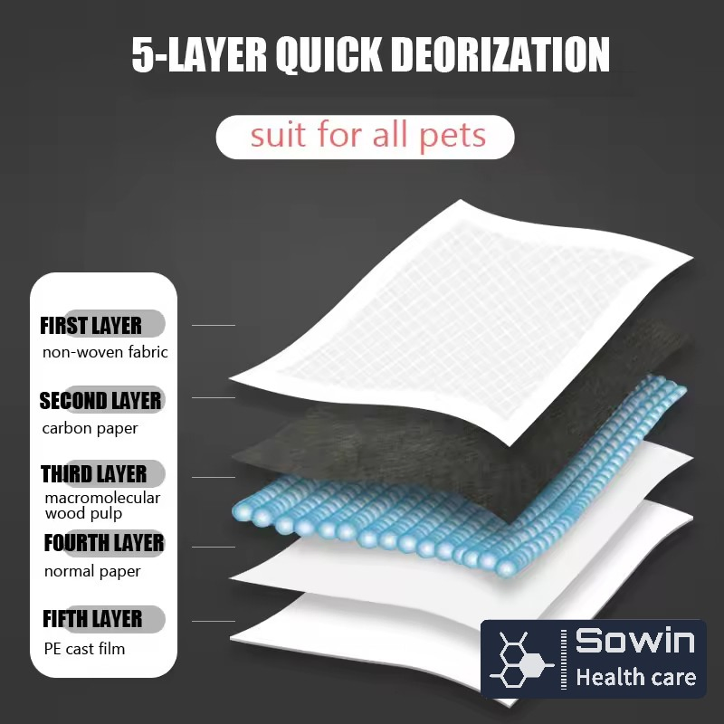 OEM Manufacture Bamboo Charcoal Fabric Disposable Deodorant Pet Training Pad