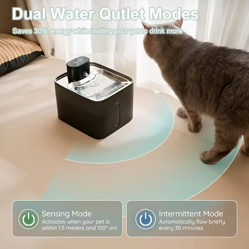 Cat Water Fountain Motion Detected Automatic Pet Drinking Bowl with Filter