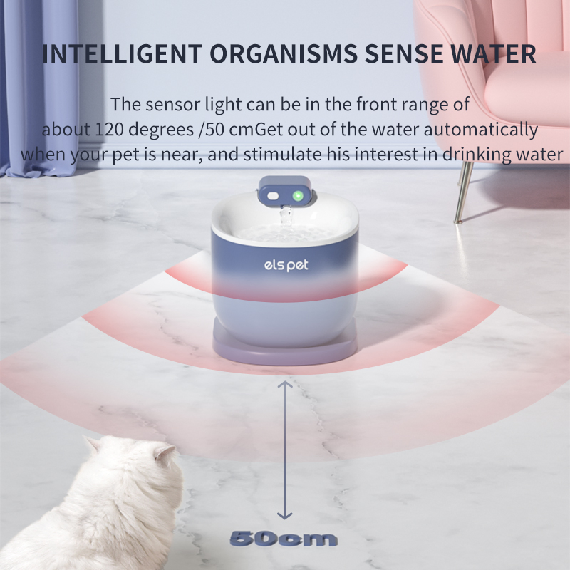 Elspet 85oz/2.5L Automatic Pet Fountain Dog Water Dispenser with Replacement Filters Intelligent Sensor Cat Water Fountain