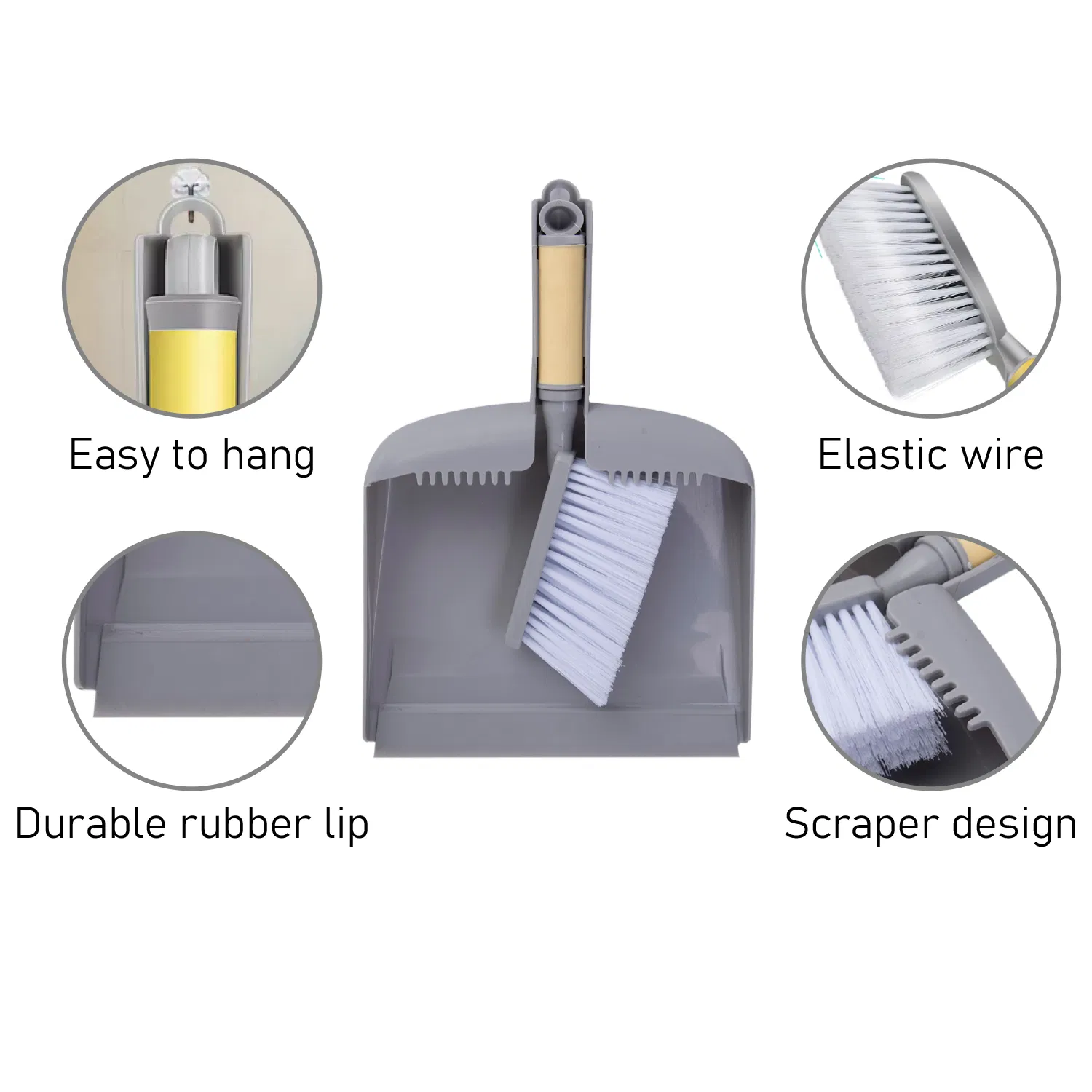 Portable Cleaning Brush and Dustpan with Dustpan Teeth Combo