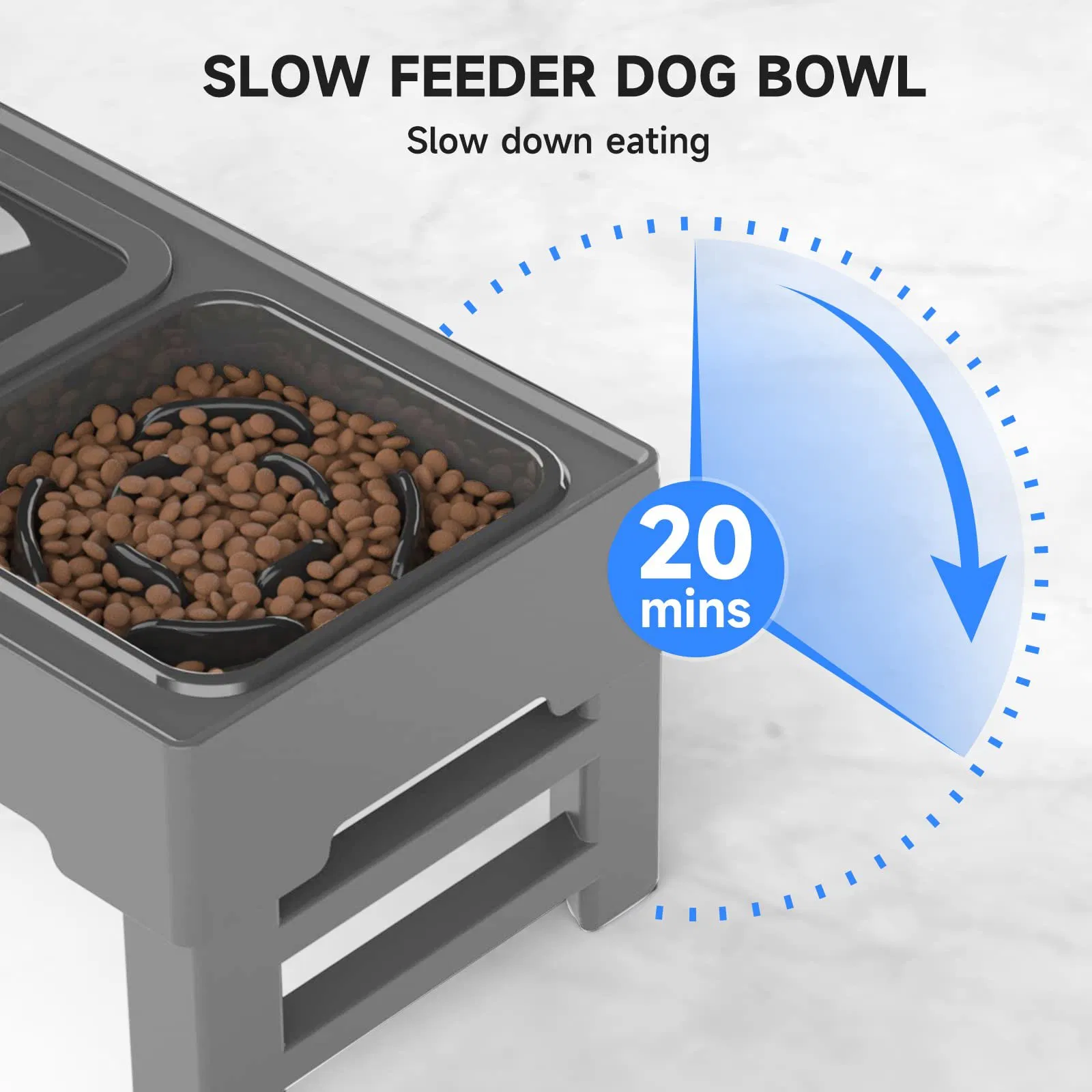 Pet Feeder Desk Slow Anti Gulp Raised Dog Bowl Non-Slip Elevated Dog Bowl Stand