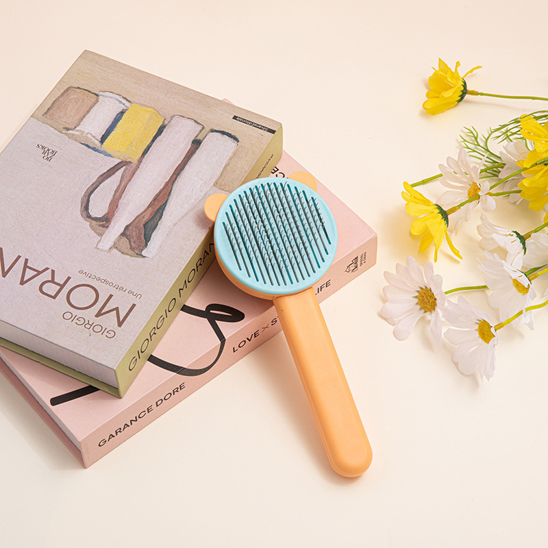 Dogs and Cats Pet Massage Dehairing Comb Cats and Dogs Supplies Self-Cleaning Needle Comb Grooming De-Fluffing Comb Brush Jerk Cat Artifacts