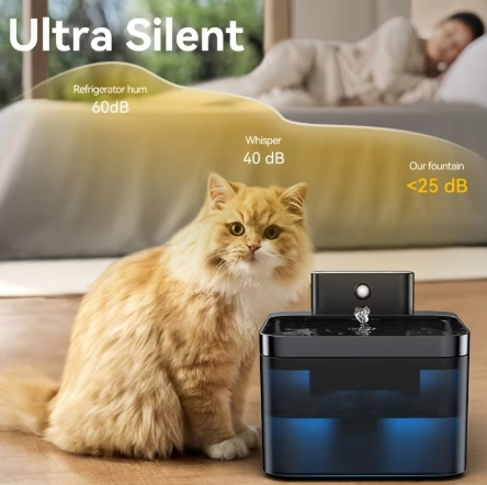 2.2L/74.4oz Wireless Cat Water Fountain Automatic Pet Water Dispenser 2600mAh Smart Cat Fountain Quiet Operation Sensor Fountain