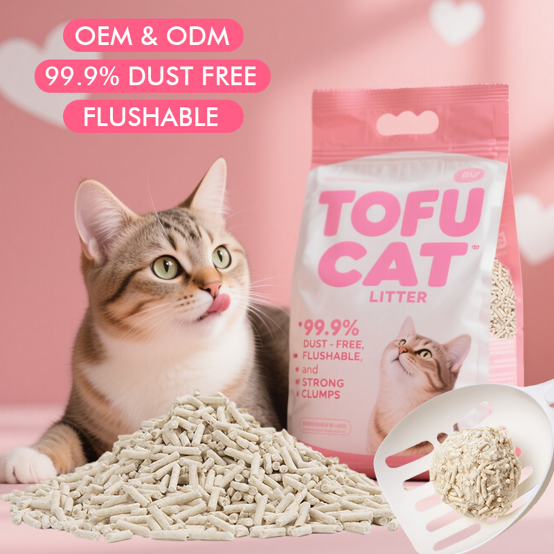 Factory Direct Sale Tofu Cat Litter 6L 7L Activated Carbon Flushable Natural Plant Odor Eliminator Free Samples