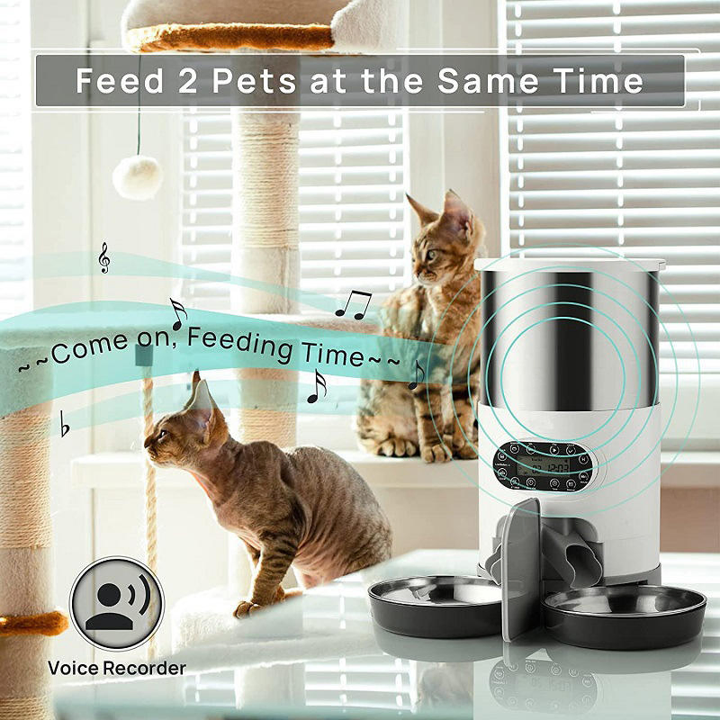 Tuya APP Remote Control Dry Food Timed &amp; Quantified Cat Smart Pet Feeding Automatic Pet Feeder for Dog Stainless Steel Bowl