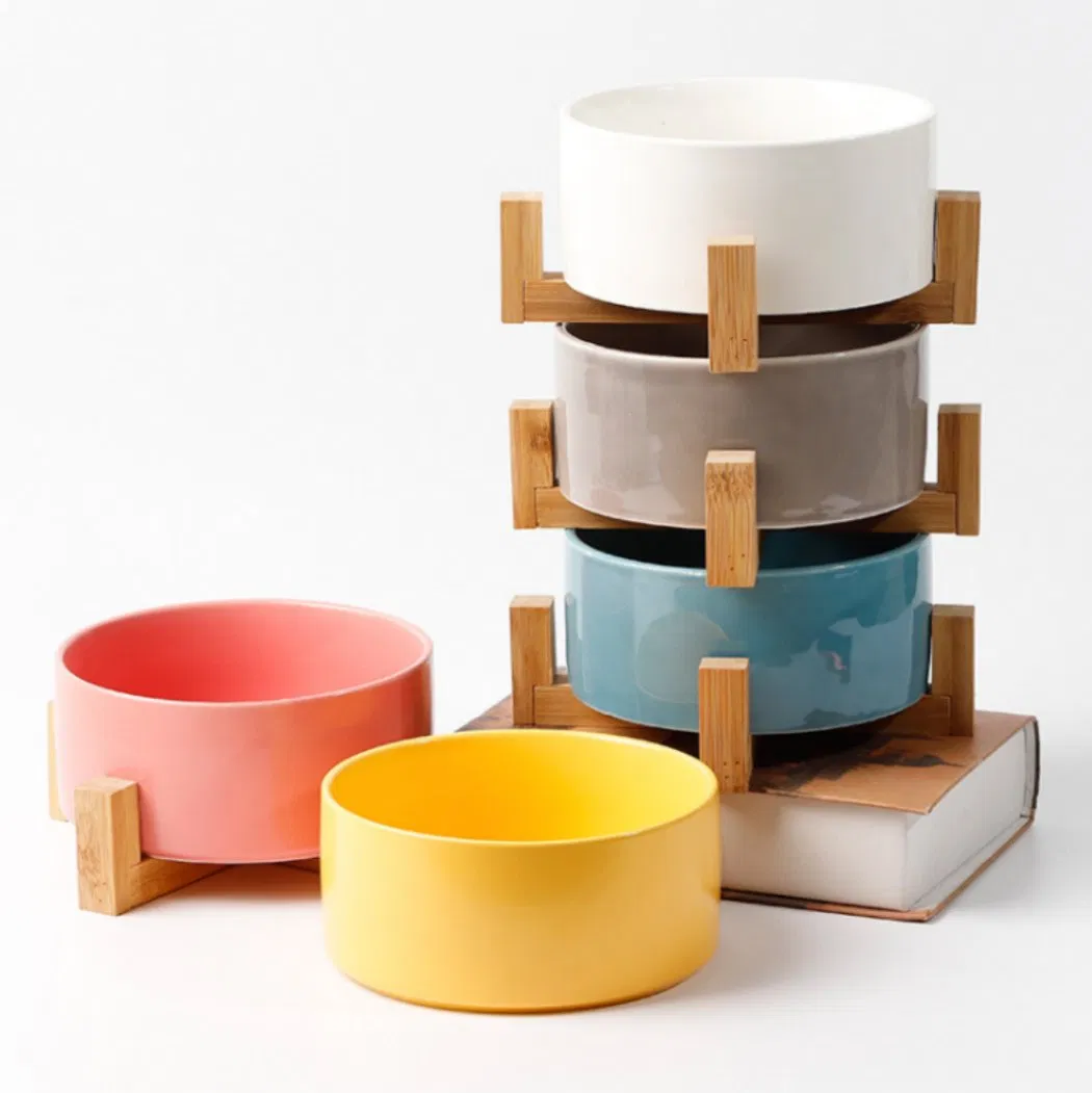 DOE Pet Wholesale Customized Solid Pattern Elevated Pet Dish Bowl Stylish Ceramic Cat Bowl Eco-Friendly Design