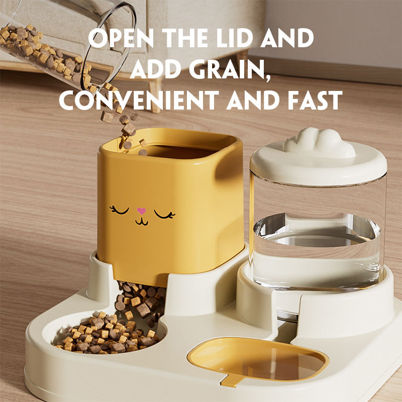 Automatic Dog Cat Feeder and Water Dispenser Gravity Food Feeder and Waterer Set Pet Food Bowl for Puppy Kitten Large Capacity
