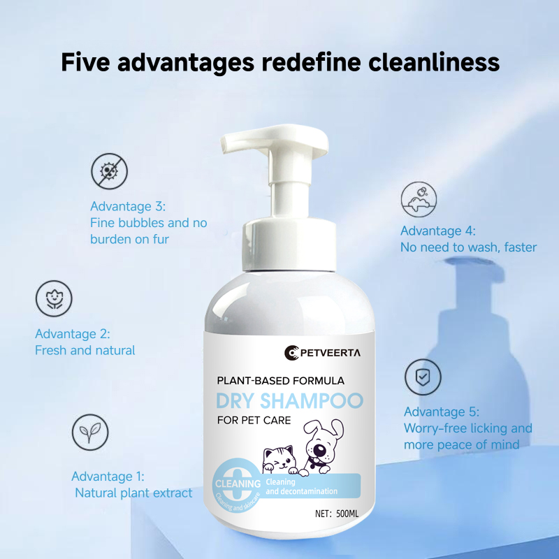 OEM Manufacturers 100% Natural Formula Pet Dry Shampoo Foam for Dogs and Cats with No-Rinse, Hypoallergenic Pet Care and Grooming Products Supplier