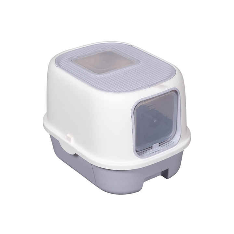 Anti Splashing Plastic White Top Entry Pet Cat Litter Box with Drawer