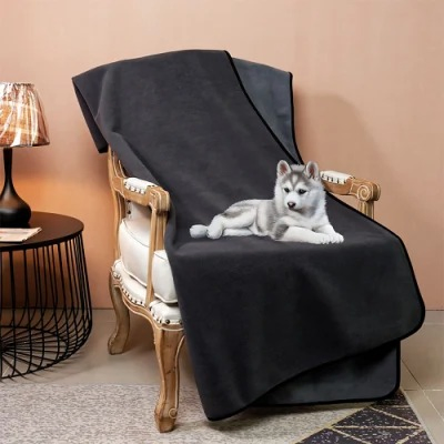 Custom Logo Soft and Warm Flannel Fleece Two Layer Pet Dog Blanket