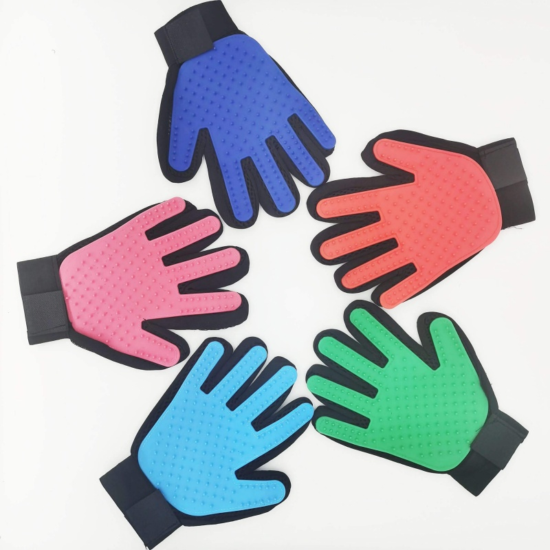 Blue Hair Remove Gloves for Dogs Cats Horses Pet Grooming Gloves