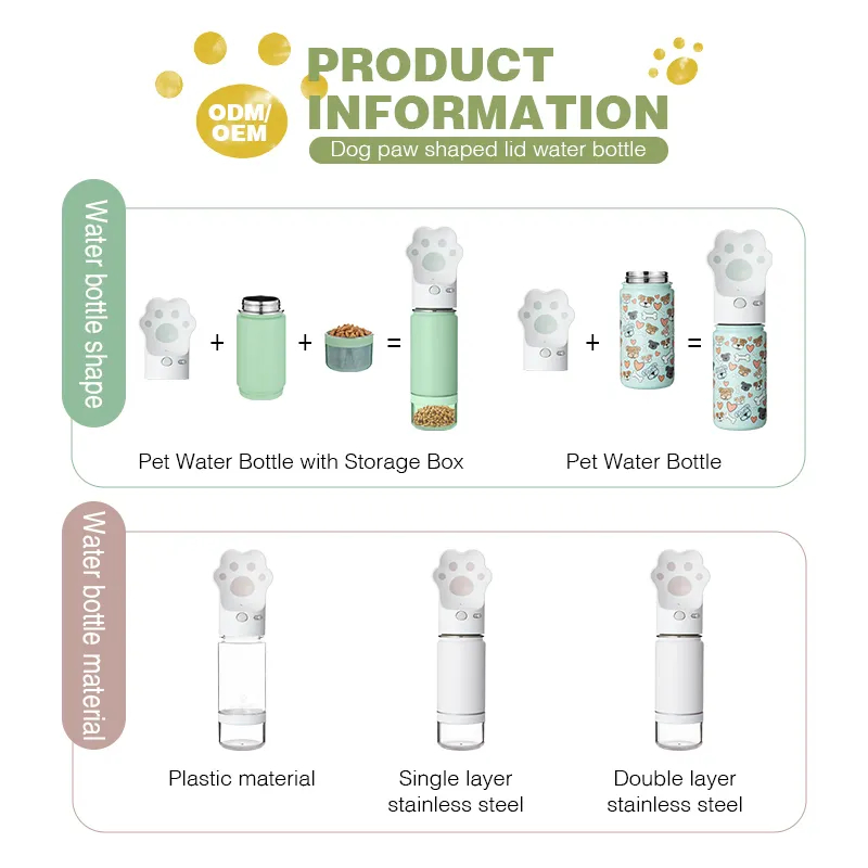 Wholesale Outdoor Leakproof Portable Puppy Pet Travel Water Bottle Feeder, 2-in-1 Drinking and Feeding Dispenser for Dogs Cats